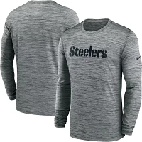 Nike Men's Pittsburgh Steelers Sideline Velocity Dark Grey Heather Long Sleeve T-Shirt