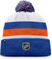 NHL New York Islanders Stripe Blue Pom Cuffed Beanie