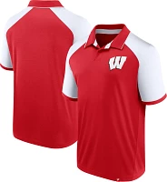 NCAA Men's Wisconsin Badgers Red/White Agility Logo Polo