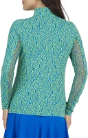 IBKUL Women's Long Sleeve Mock Neck Sally Golf Pullover