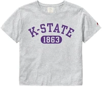 League-Legacy Women's Kansas State Wildcats Grey Clothesline Cotton Cropped T-Shirt