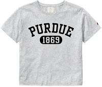 League-Legacy Women's Purdue Boilermakers Grey Clothesline Cotton Cropped T-Shirt