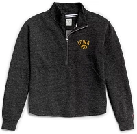 League-Legacy Women's Iowa Hawkeyes Black Victory Springs Quarter-Zip Shirt