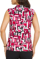 IBKUL Women's Sleeveless Jennifer Print Golf Polo