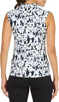 IBKUL Women's Sleeveless Martina Print Golf Polo