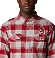 Columbia Men's Oklahoma Sooners Crimson Plaid Flare Gun Flannel Button Down Long Sleeve Shirt