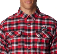 Columbia Men's Ohio State Buckeyes Scarlet Plaid Flare Gun Flannel Button Down Long Sleeve Shirt