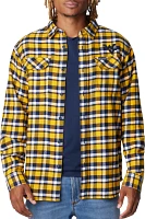 Columbia Men's West Virginia Mountaineers Gold Plaid Flare Gun Flannel Button Down Long Sleeve Shirt