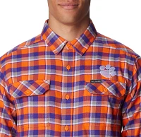 Columbia Men's Clemson Tigers Orange Plaid Flare Gun Flannel Button Down Long Sleeve Shirt