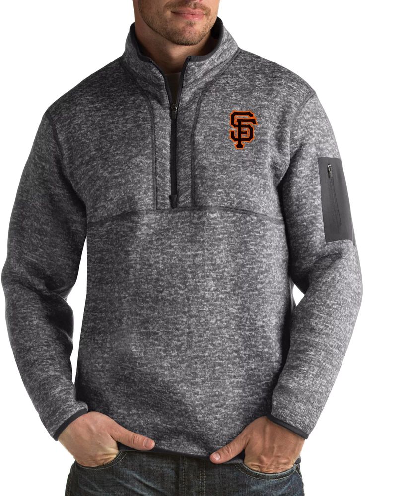 Men's Antigua Black San Francisco Giants Team Logo Victory Full-Zip Hoodie