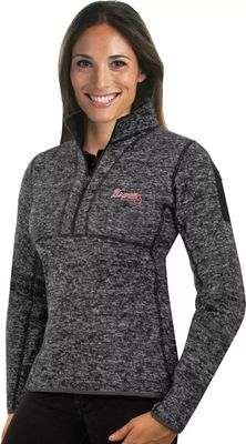 Antigua Women's Atlanta Braves Navy Victory Crew Pullover