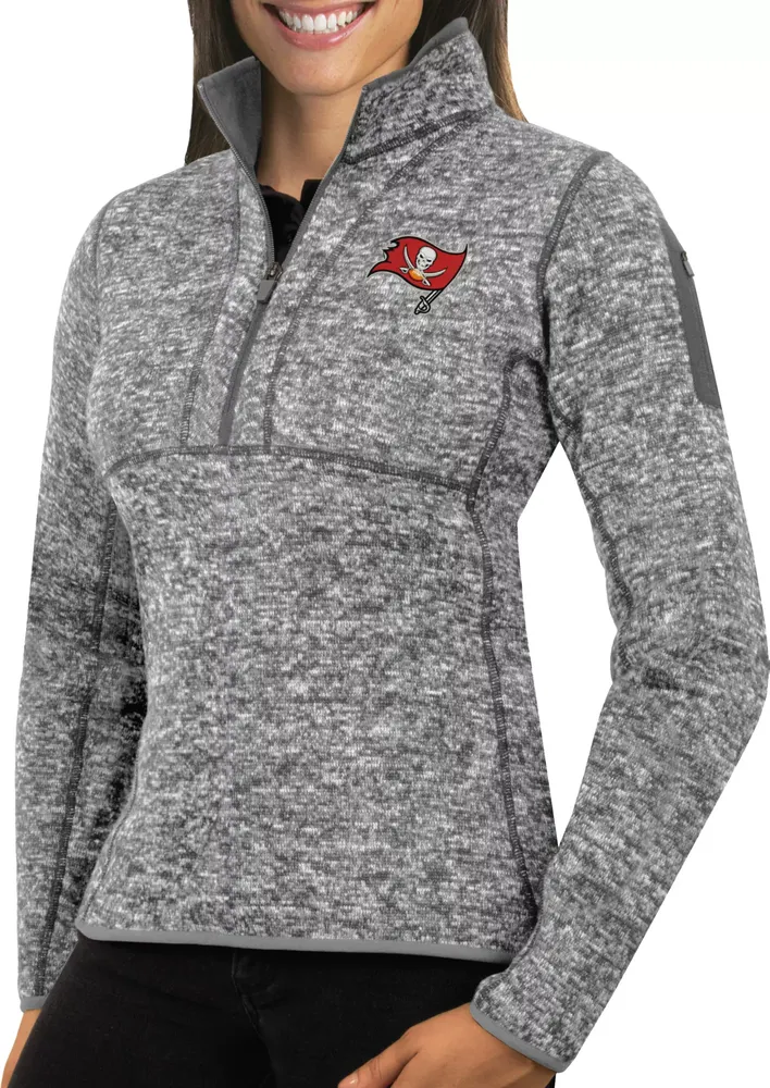 Antigua Women's Tampa Bay Buccaneers Fortune Grey Pullover Jacket