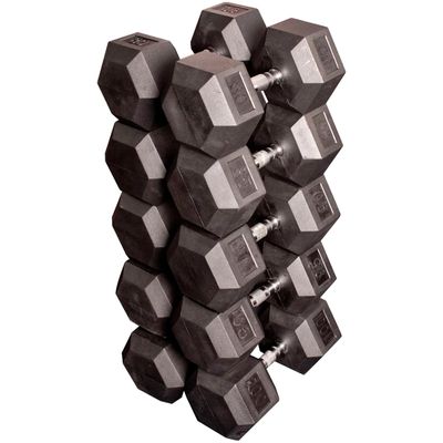 Body Solid Rubber Hex 80-100 lb Dumbbell Set