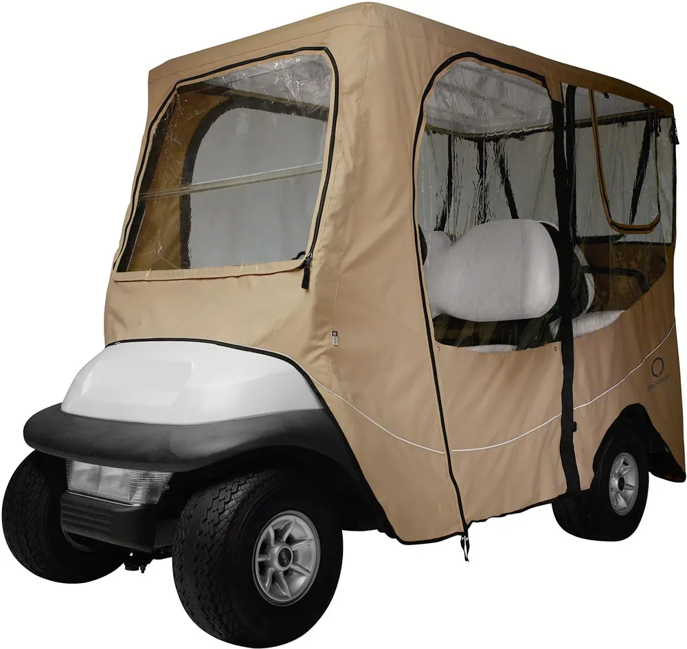 Classic Accessories Fairway Deluxe Long Golf Cart Enclosure – Khaki