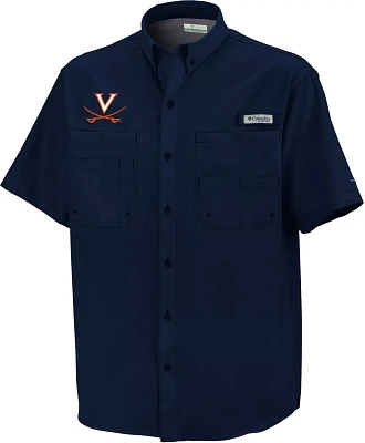 Columbia Men's Virginia Cavaliers Blue Button-Down Performance Short Sleeve Shirt