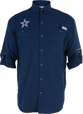 Columbia Men's Dallas Cowboys Tamiami Navy Button-Up Dress Shirt
