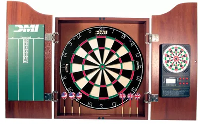 DMI Sports Deluxe E-Bristle Dartboard Cabinet Set