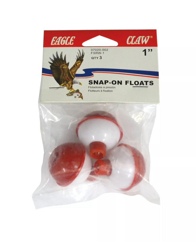  Eagle Claw Snap-On Round Floats, 12 Floats, Assorted Sizes 1  to 1-3/4, Red/White, Model Number: 07030-001 : Fishing Corks Floats And  Bobbers : Sports & Outdoors