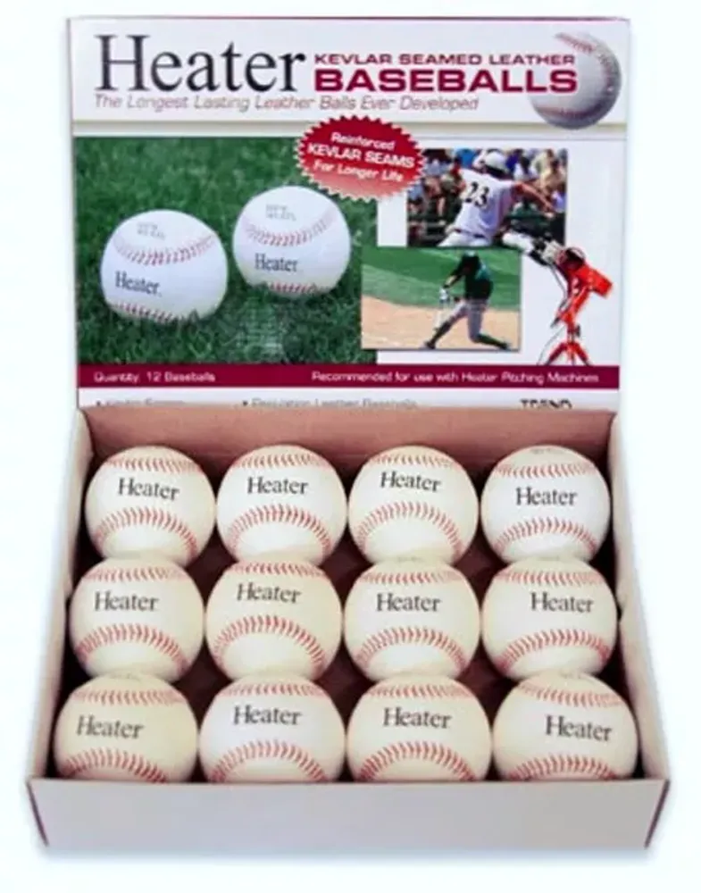 Heater Leather Pitching Machine Baseballs - 12 Pack