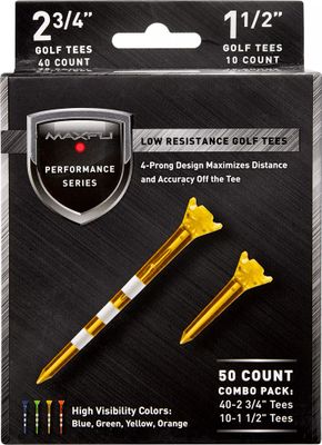 Maxfli Performance Series Low Resistance 2.75” & 1.5” Translucent Golf Tees – 50-Pack
