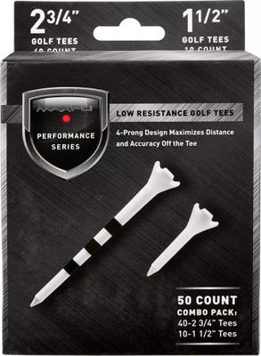 Maxfli Performance Series Low Resistance 2.75” & 1.5” White Golf Tees – 50-Pack
