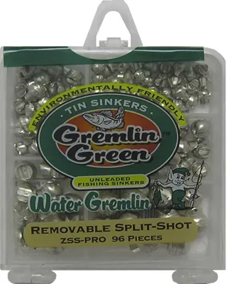 Water Gremlin Green Unleaded Fishing Split-Shot Sinkers Assorted Pack- 96 Pieces