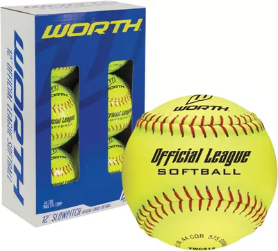 Worth 12" Official League Slowpitch Softballs - 6 Pack