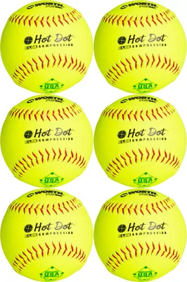 Worth 12" USA Hot Dot Slowpitch Softballs - 6 Pack