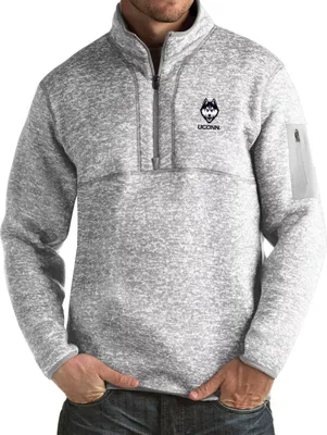 Antigua Men's UConn Huskies Grey Fortune Pullover Jacket