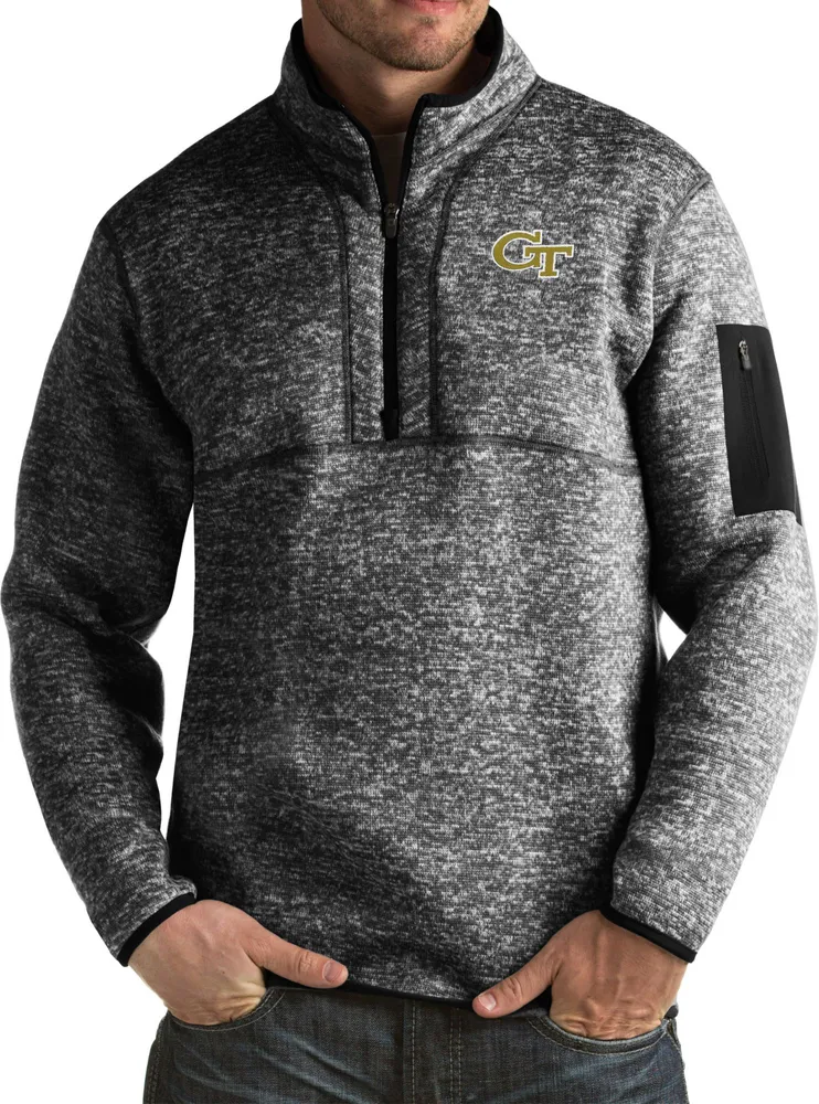 Antigua Men's Georgia Tech Yellow Jackets Black Fortune Pullover Jacket