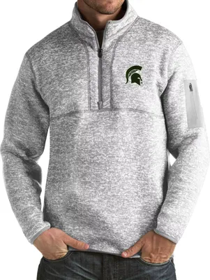 Antigua Men's Michigan State Spartans Grey Fortune Pullover Jacket