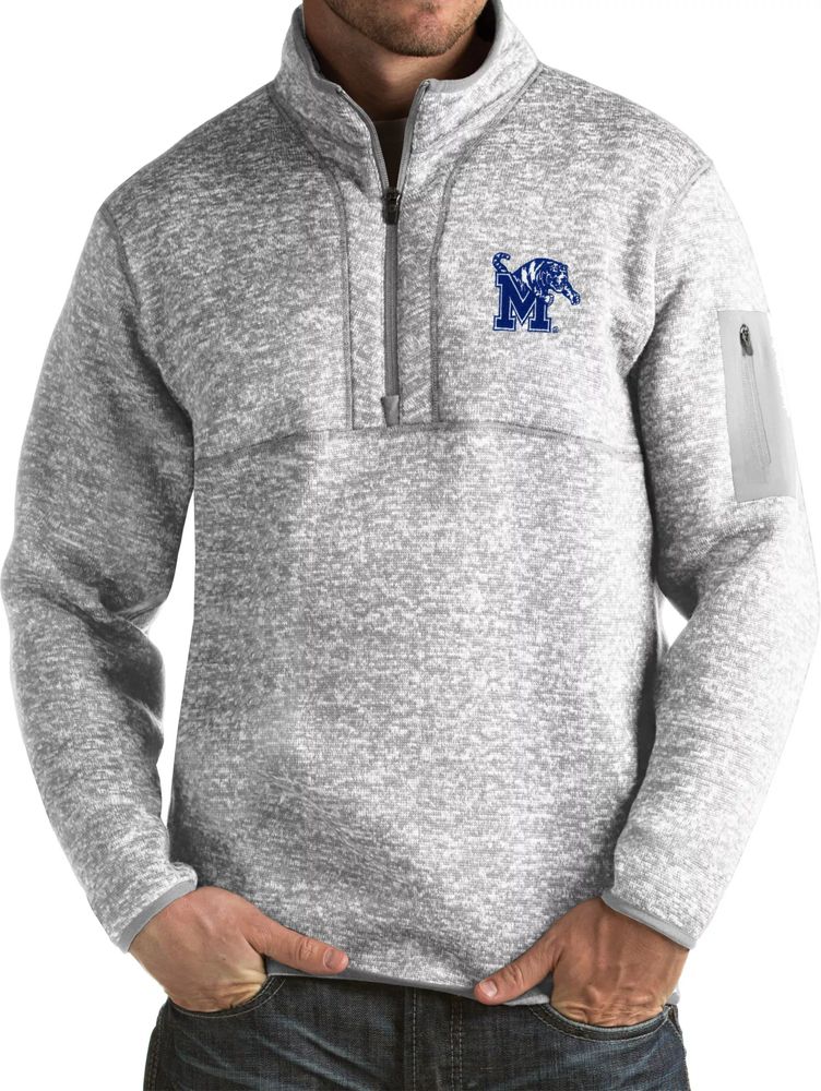 Antigua Men's Memphis Tigers Grey Fortune Pullover Jacket