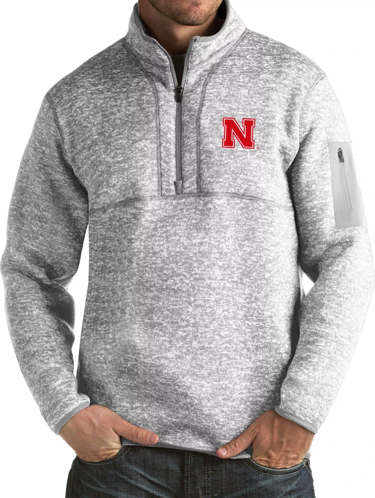 Antigua Men's Nebraska Cornhuskers Grey Fortune Pullover Jacket