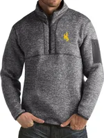 Antigua Men's Wyoming Cowboys Grey Fortune Pullover Jacket