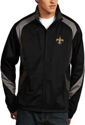 Antigua Men's New Orleans Saints Tempest Black Full-Zip Jacket