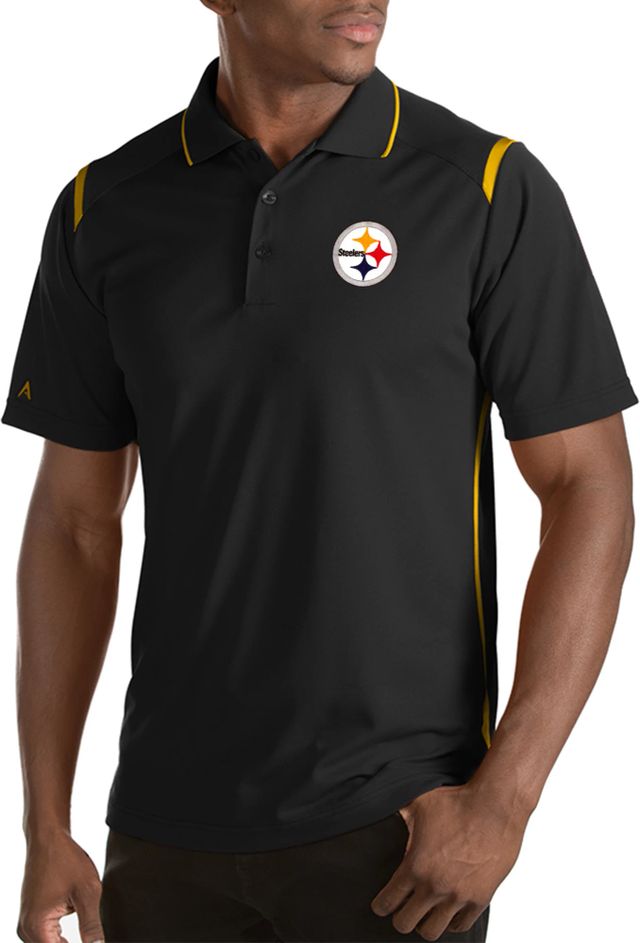 Antigua Men's Pittsburgh Steelers Venture Black Performance Polo