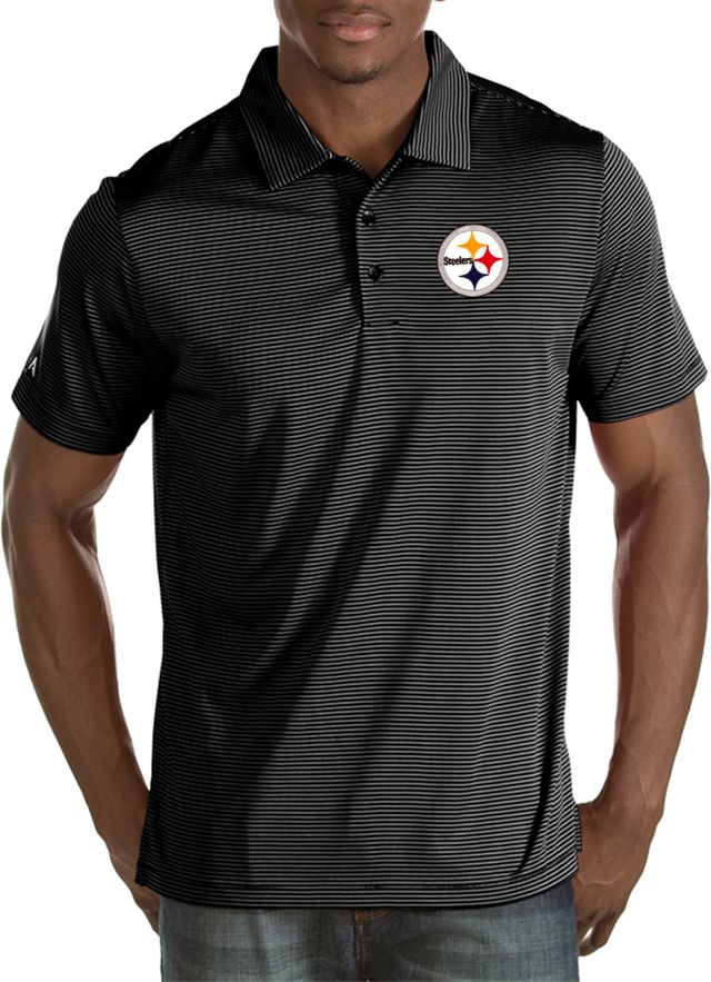 Antigua Men's Pittsburgh Steelers Venture Black Performance Polo