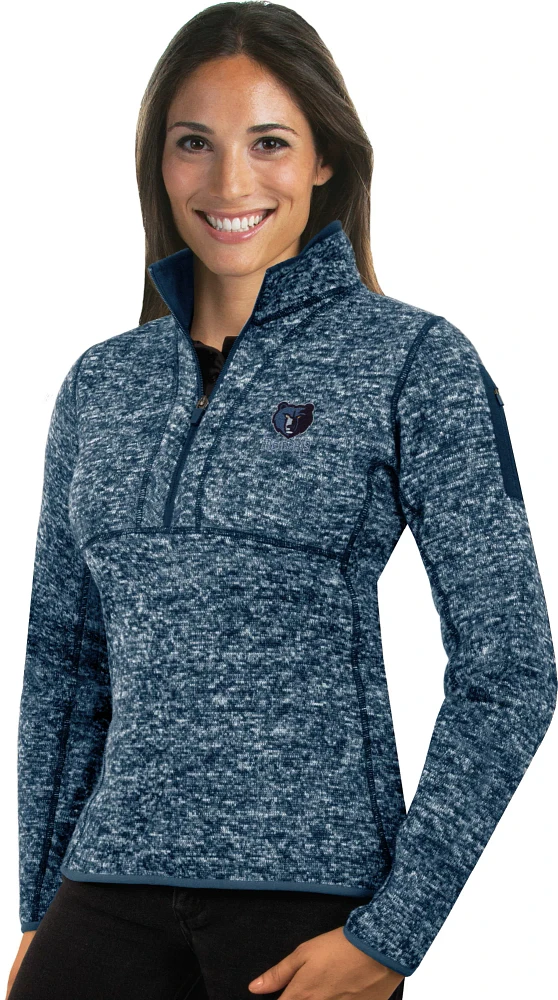 Antigua Women's Memphis Grizzlies Fortune Navy Half-Zip Pullover