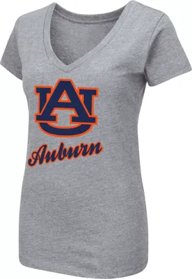 Colosseum Women's Auburn Tigers Grey Dual Blend V-Neck T-Shirt