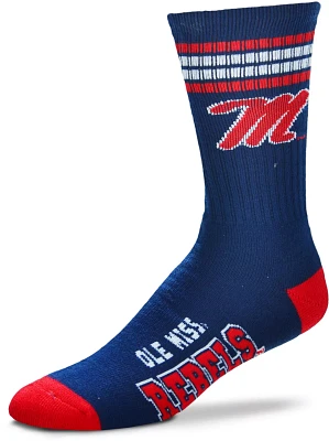 For Bare Feet Ole Miss Rebels 4-Stripe Deuce Crew Socks