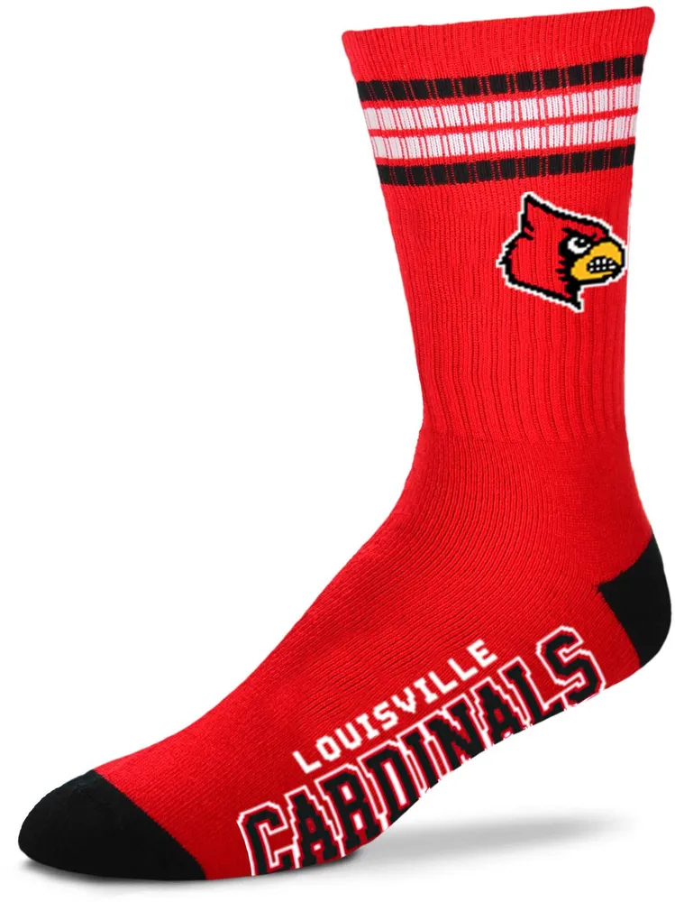 For Bare Feet Louisville Cardinals 4-Stripe Deuce Crew Socks