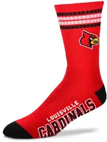 For Bare Feet Louisville Cardinals 4-Stripe Deuce Crew Socks