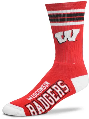 For Bare Feet Wisconsin Badgers 4-Stripe Deuce Crew Socks