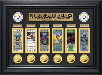 Highland Mint Pittsburgh Steelers 6 Time Super Bowl Champions Deluxe Gold Coin Ticket Collection