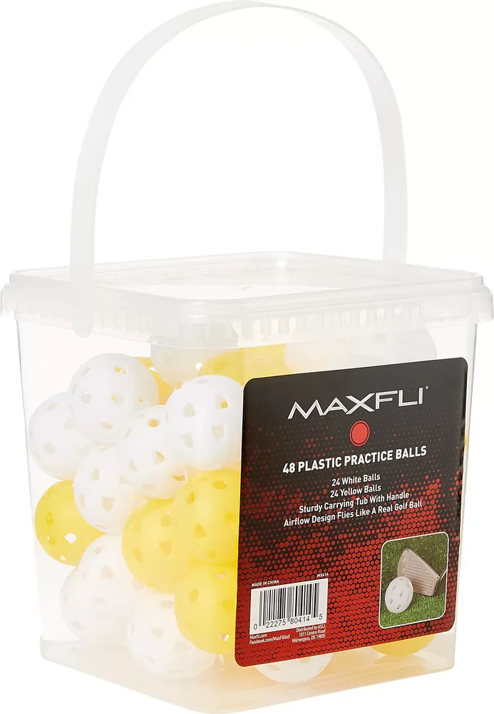 Maxfli Yellow Practice Ball Bucket – 48-Pack