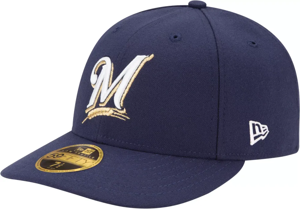 New Era Men's Milwaukee Brewers 59Fifty Game Navy Low Crown Authentic Hat