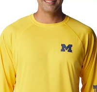 Columbia Men's Michigan Wolverines Maize Terminal Tackle Long Sleeve Shirt