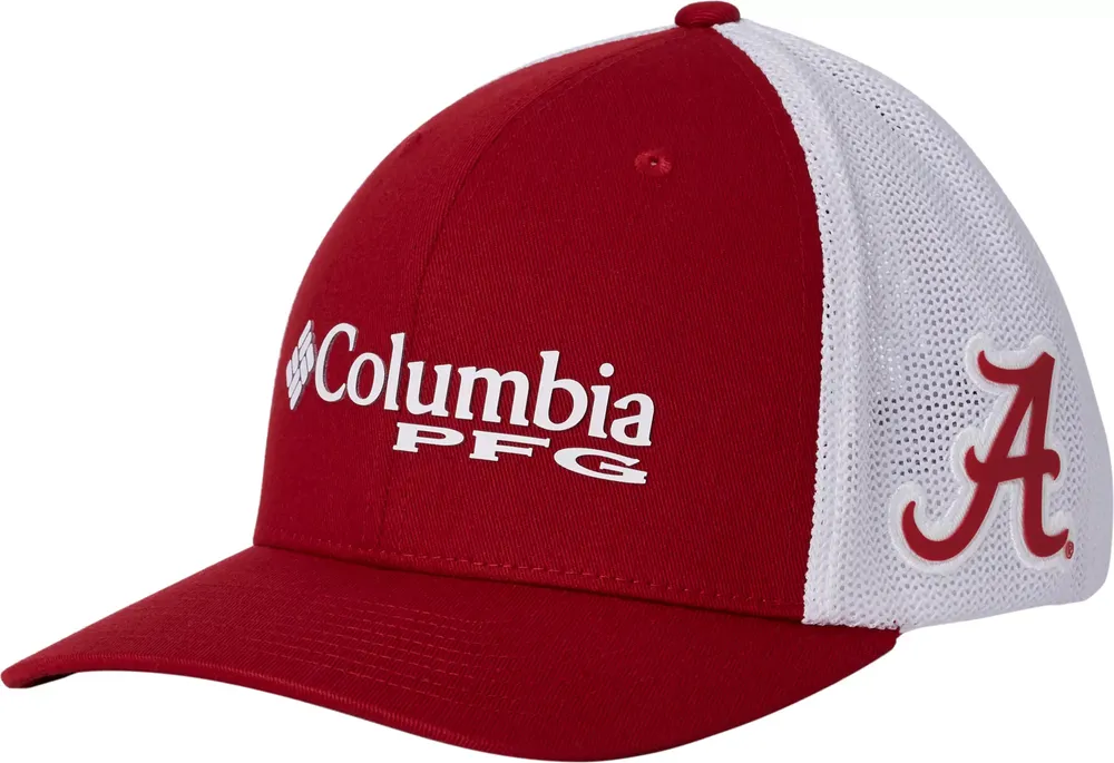 Dick's Sporting Goods Columbia Men's Alabama Crimson Tide Crimson/White PFG  Mesh Fitted Hat