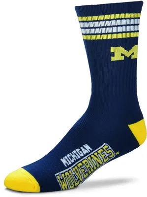 For Bare Feet Michigan Wolverines 4-Stripe Crew Socks