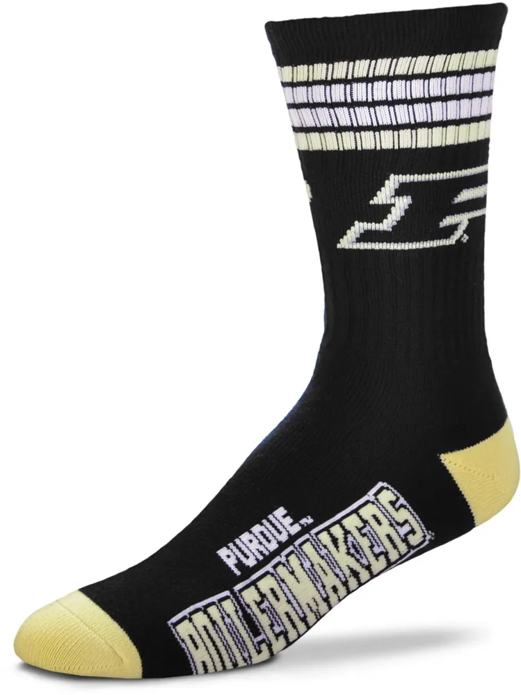 For Bare Feet Purdue Boilermakers 4-Stripe Deuce Crew Socks